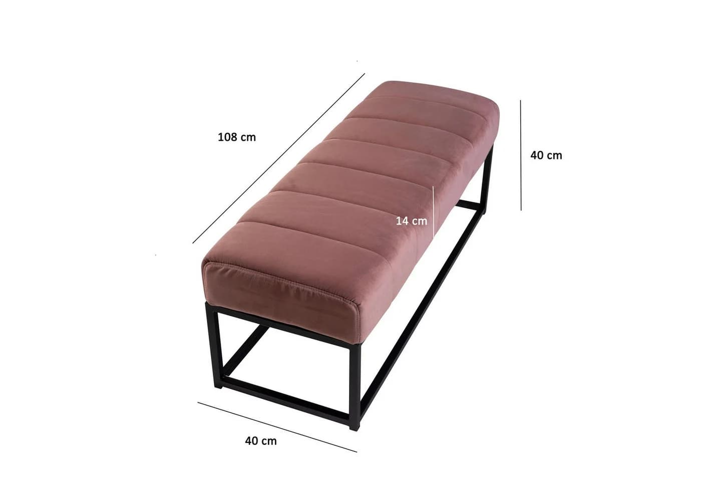 FINEBUY Samt Polsterbank Rosa Modern 108 cm - Bild 3