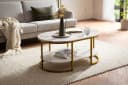 FINEBUY Couchtisch FB59209 Marmor Optik Weiß Modern Bild 1