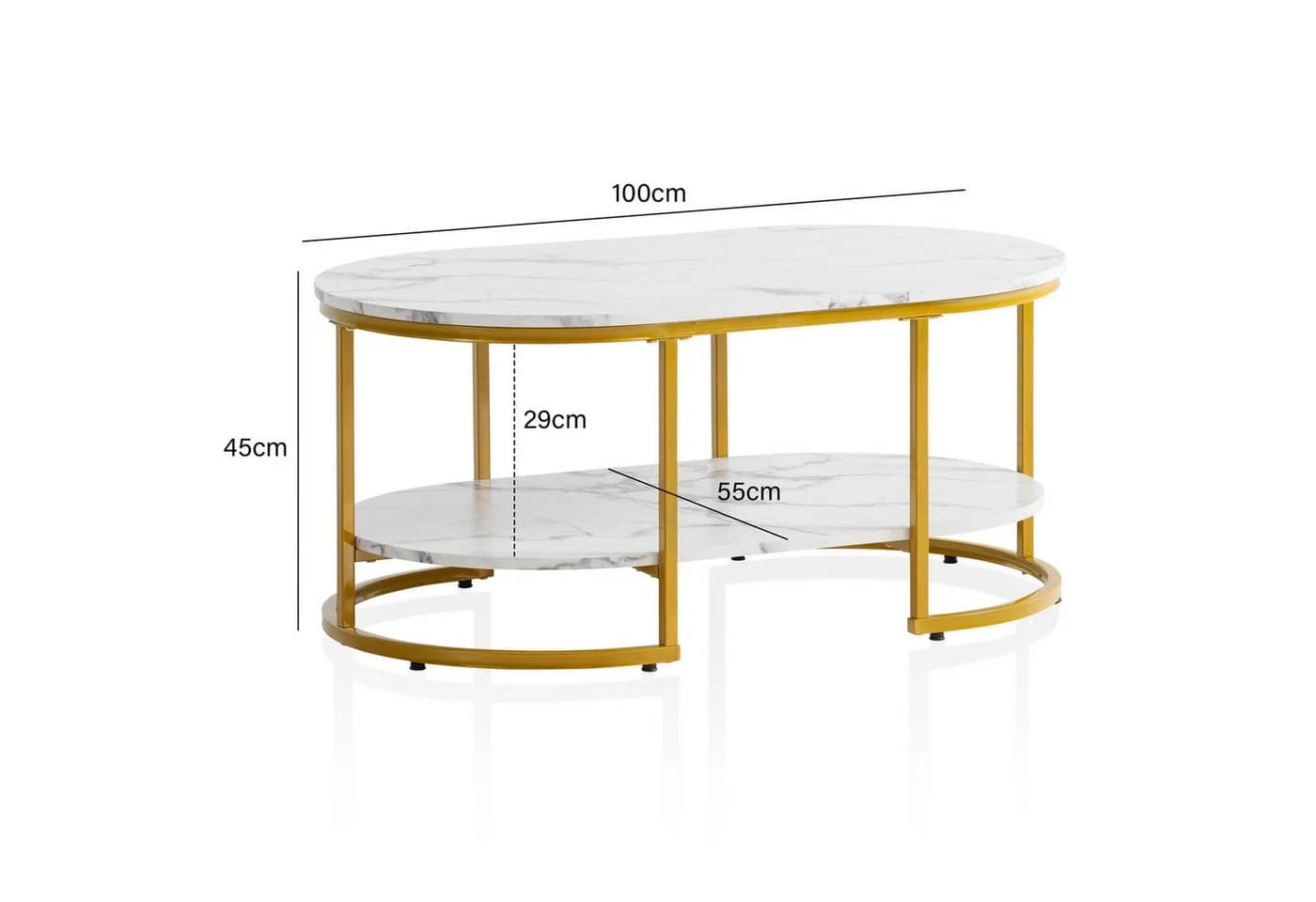 FINEBUY Couchtisch FB59209 Marmor Optik Weiß Modern - Bild 3