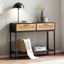 FINEBUY Konsolentisch Schwarz Braun Wiener Geflecht mit Schubladen Bild 1
