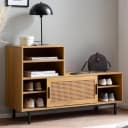 FineBuy Garderobe mit Sitzbank 120 cm Wiener Geflecht Schuhregal Eiche Grau Bild 1