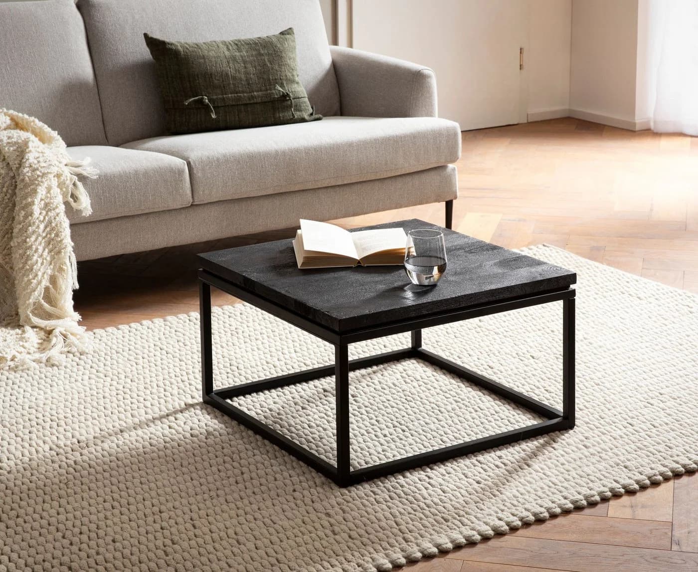 FINEBUY Couchtisch Quadratisch Massivholz Schwarz Industrial - Bild 3