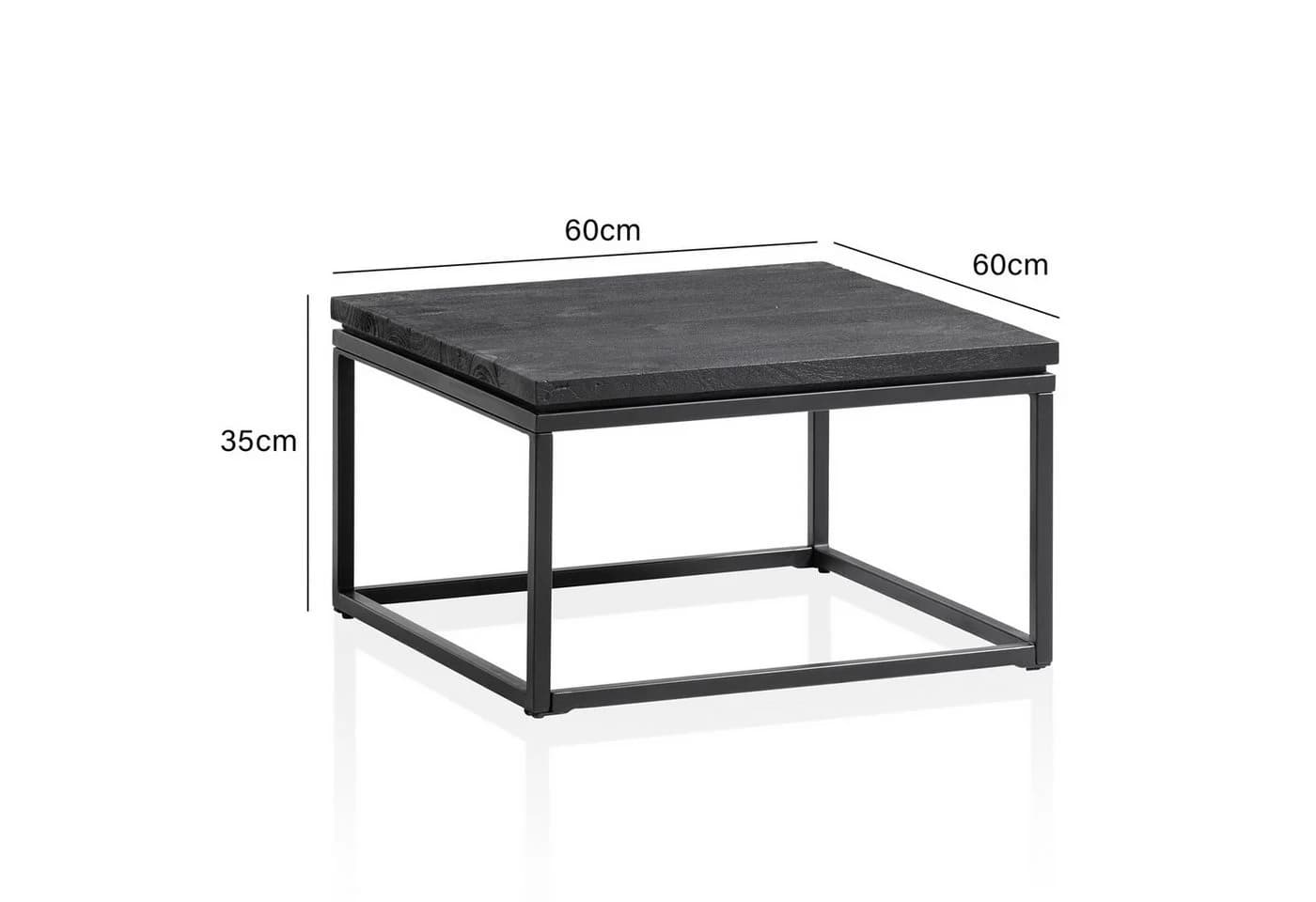 FINEBUY Couchtisch Quadratisch Massivholz Schwarz Industrial - Bild 4