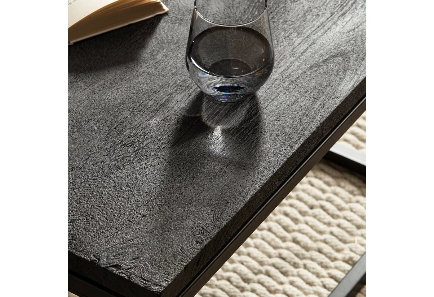 FINEBUY Couchtisch Quadratisch Massivholz Schwarz Industrial - Bild 5