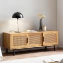 FINEBUY Lowboard TV Schrank Eiche Dekor Wiener Geflecht Modern Bild 1