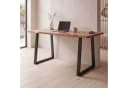 FINEBUY Schreibtisch Akazie Massivholz Metall Trapezbeine Modern Baumkante Bild 2