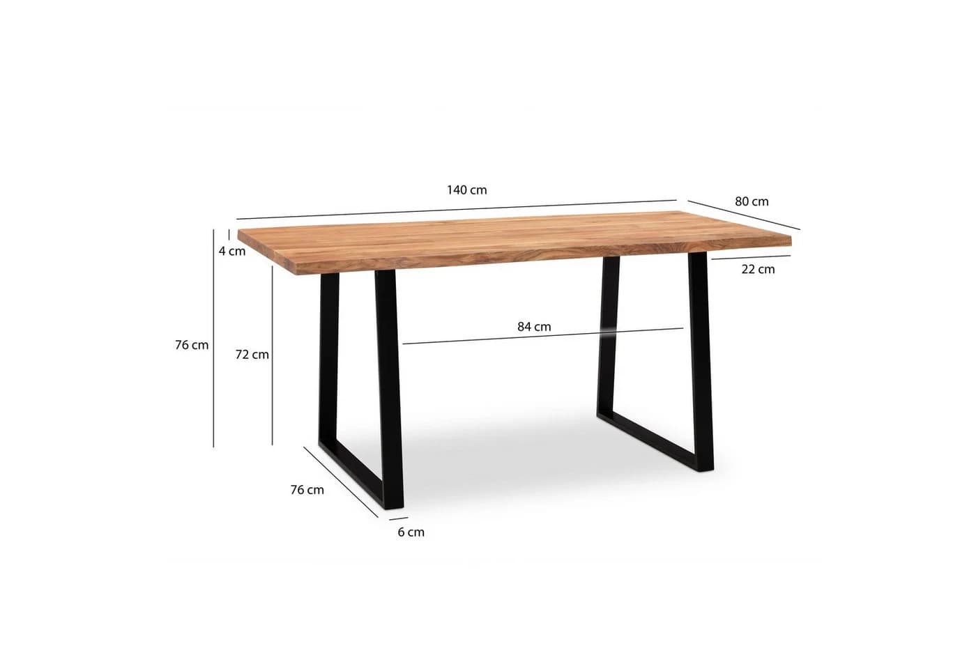 FINEBUY Schreibtisch Akazie Massivholz Metall Trapezbeine Modern Baumkante - Bild 3