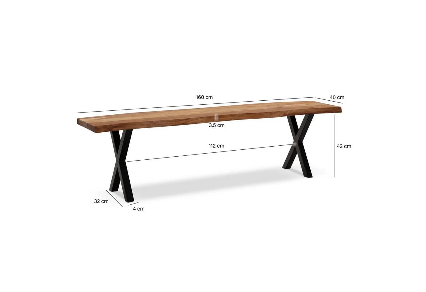 FINEBUY Essbank Akazie Massivholz Baumkante Modern - Bild 3