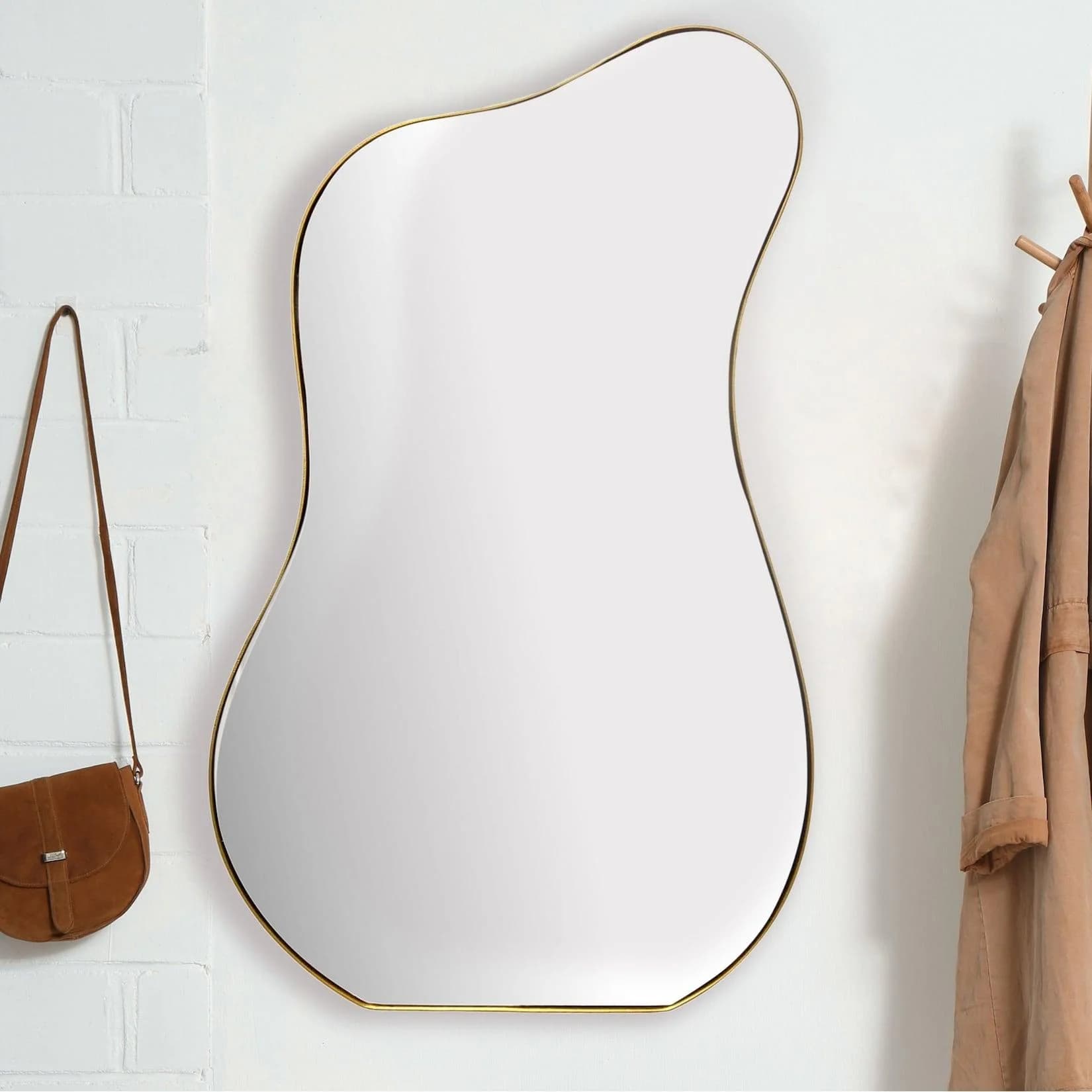 FineBuy Design Wandspiegel 100 cm Asymmetrisch Gold
