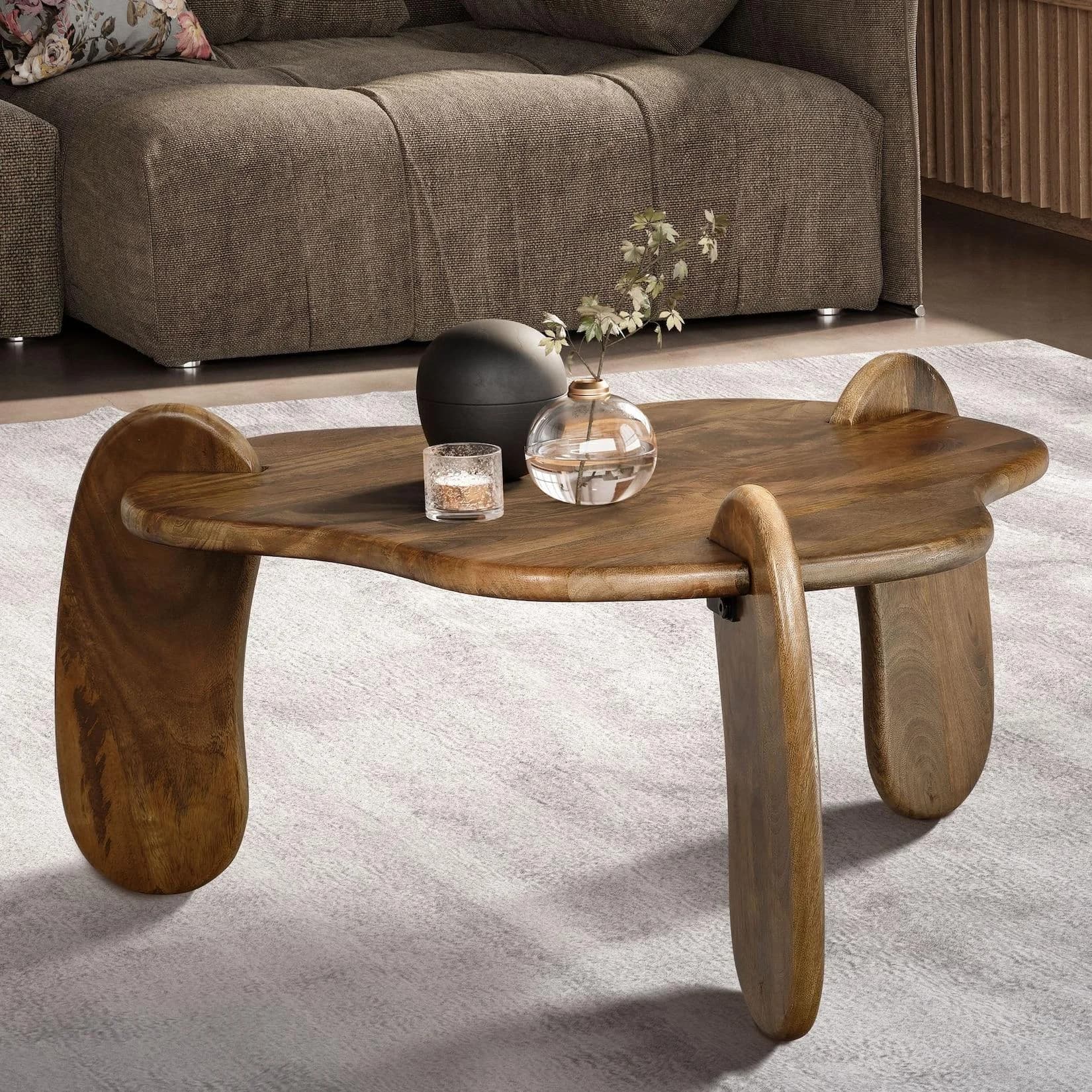 FineBuy Couchtisch Mango Massivholz Organisch Design