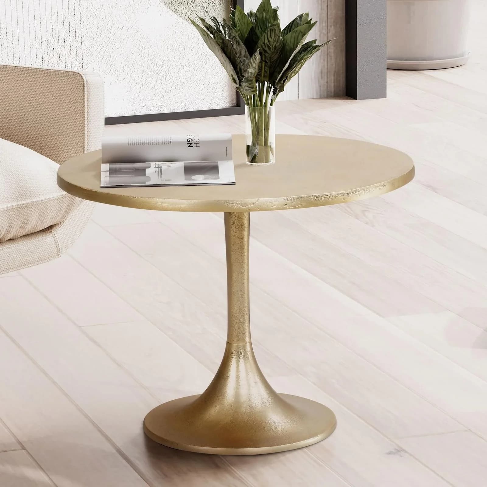 FineBuy Couchtisch Metall Gold Ø 60 cm