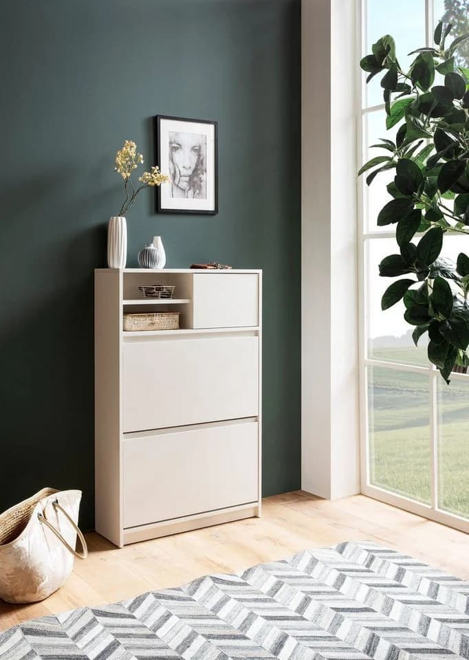 FINEBUY Schuhschrank Weiß Modern mit 3 Türen und Ablage - Bild 2