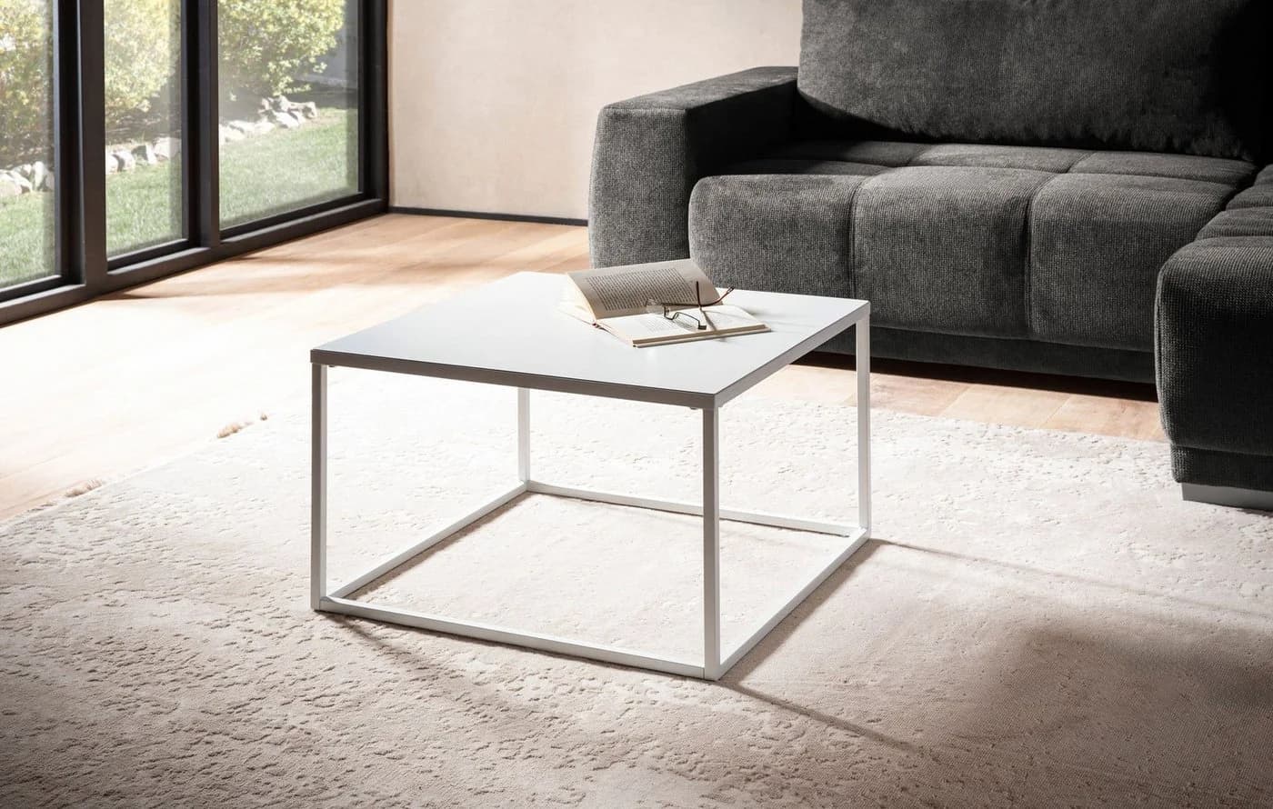 FINEBUY Couchtisch Industrial Design Weiß Metall 60 cm - Bild 2