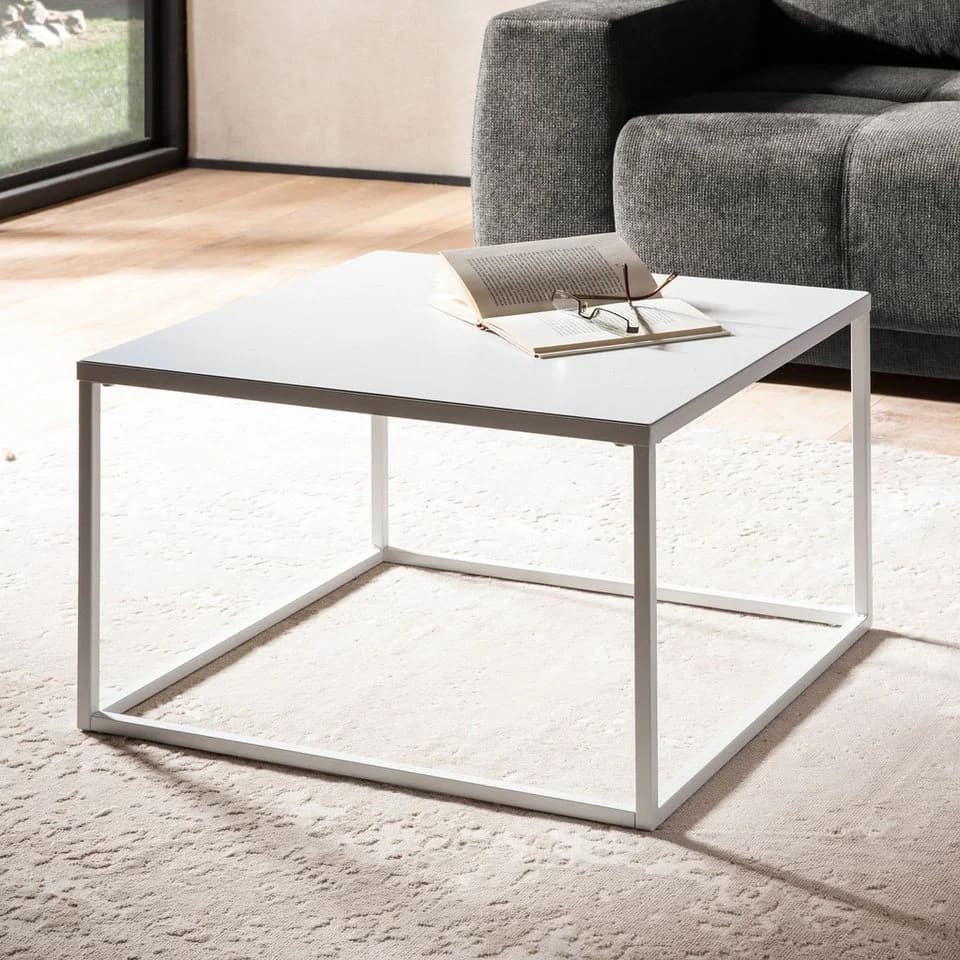 FINEBUY Couchtisch Industrial Design Weiß Metall 60 cm - Bild 3