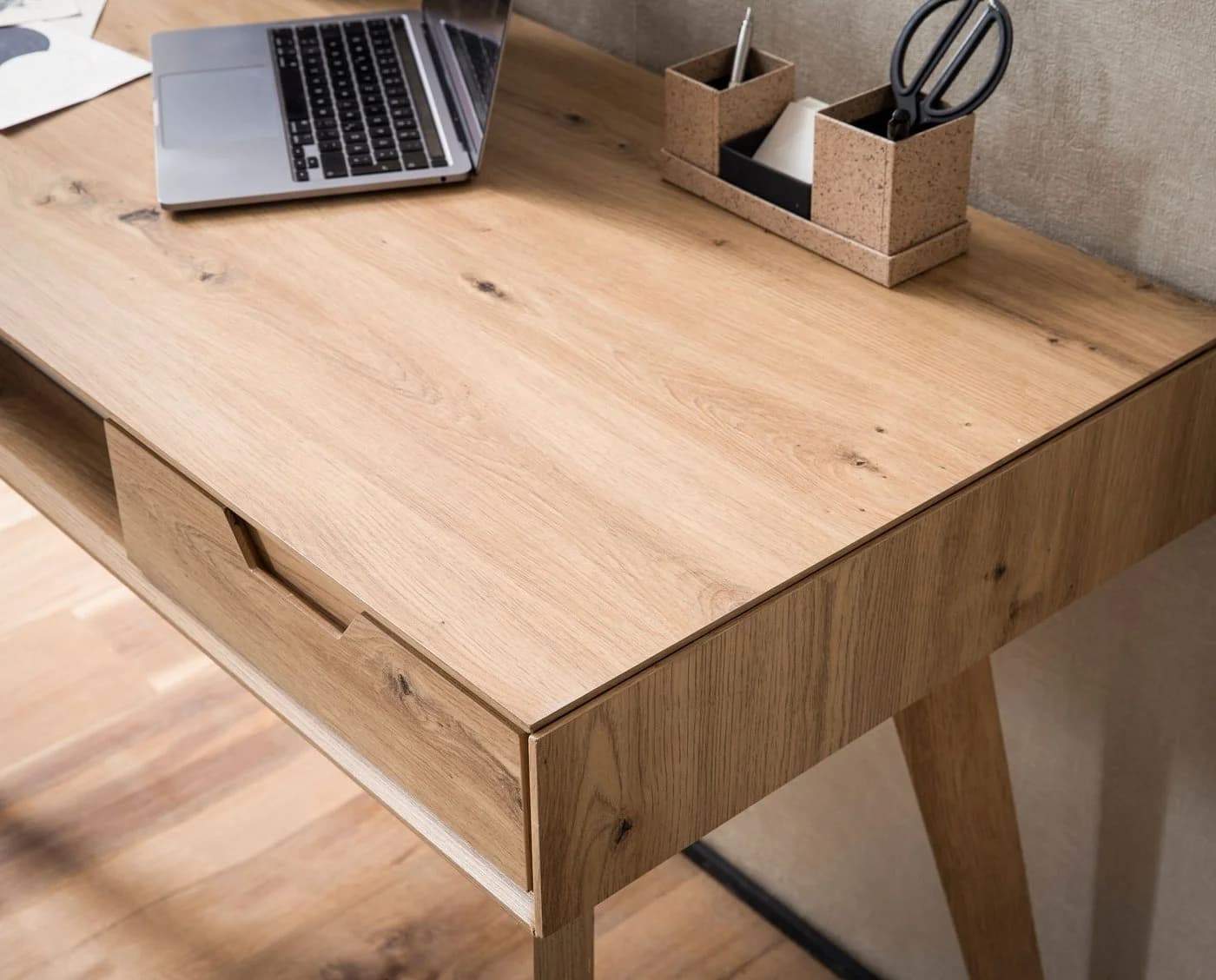 FineBuy Schreibtisch Eiche 120 cm mit Schubladen - Bild 5
