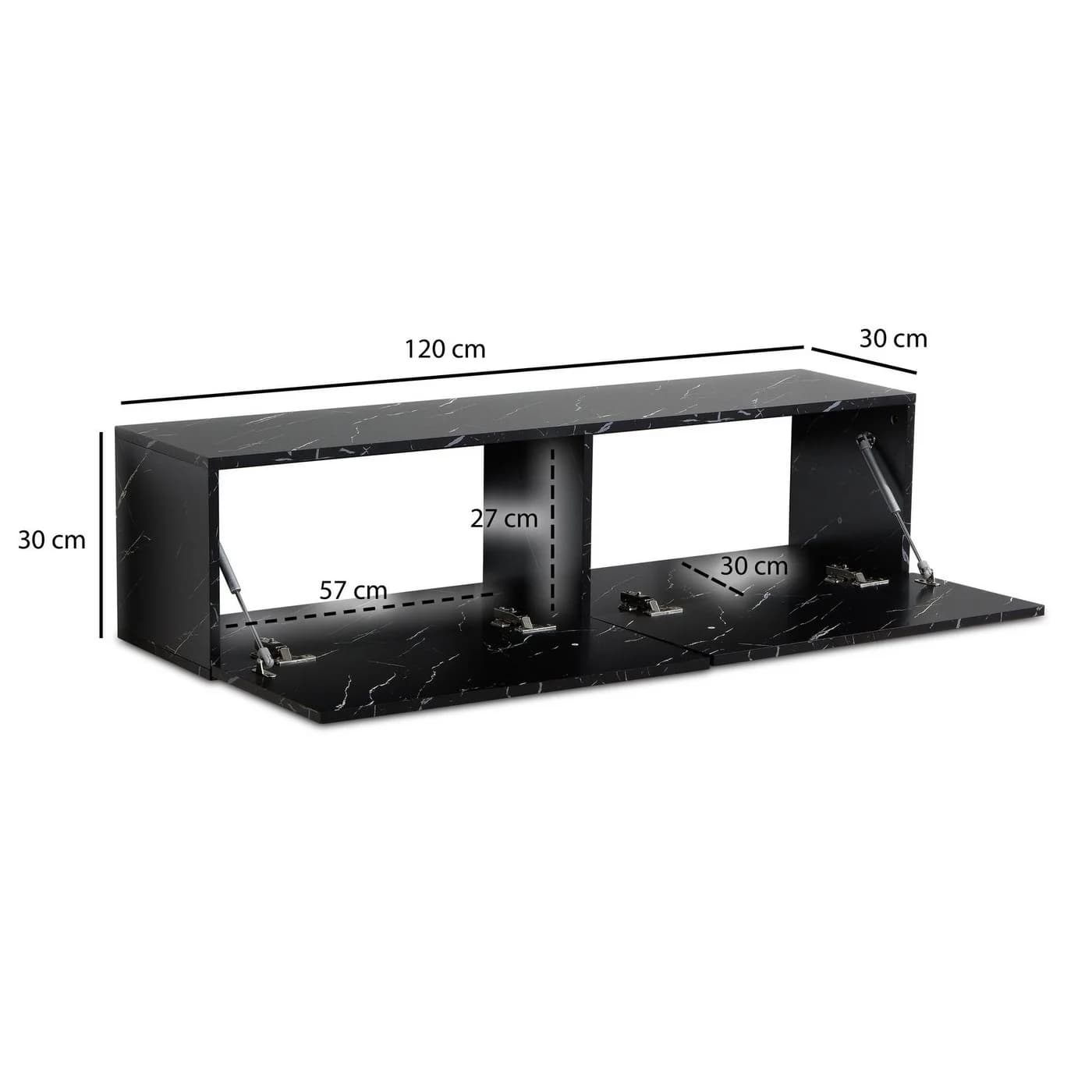 FINEBUY Hängender TV-Schrank 120 cm Marmor-Optik Schwarz - Bild 3