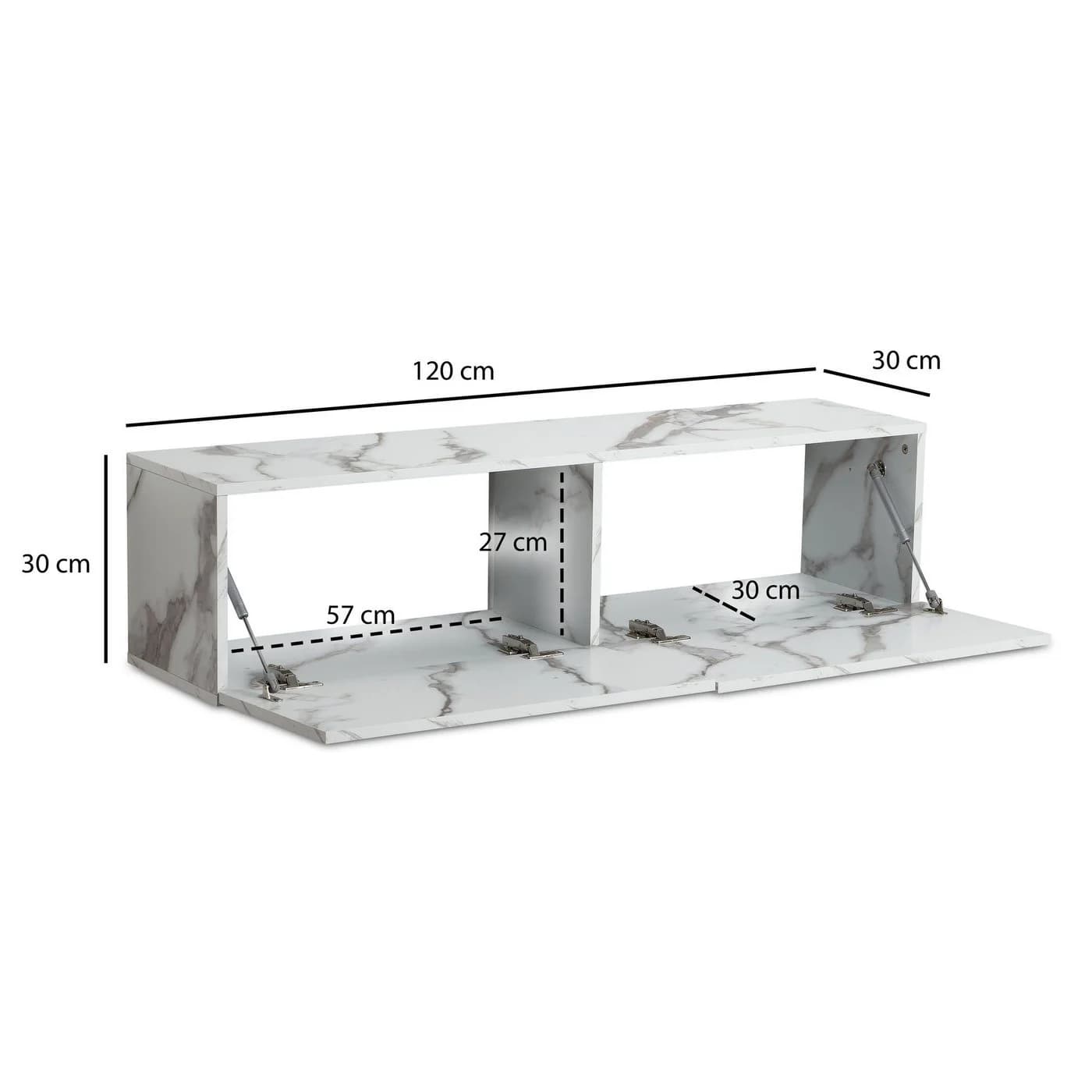 FINEBUY Hängender TV-Schrank 120 cm Marmor-Optik Weiß - Bild 3