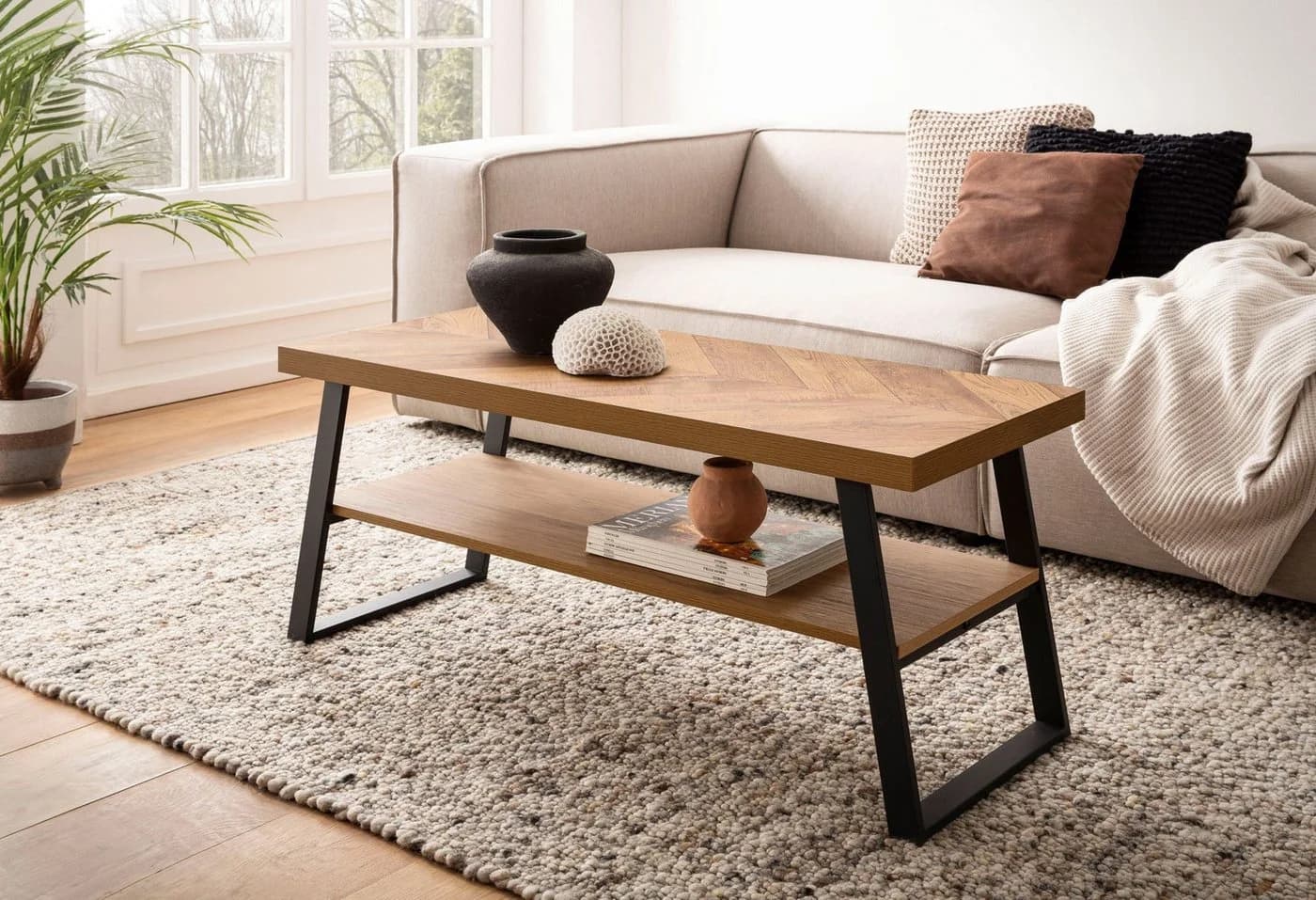 Wohnling Couchtisch Braun Fischgrät Modern - Bild 3