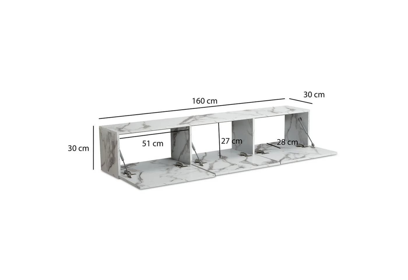 FINEBUY Hängender TV-Schrank Marmor-Optik Weiß - Bild 3