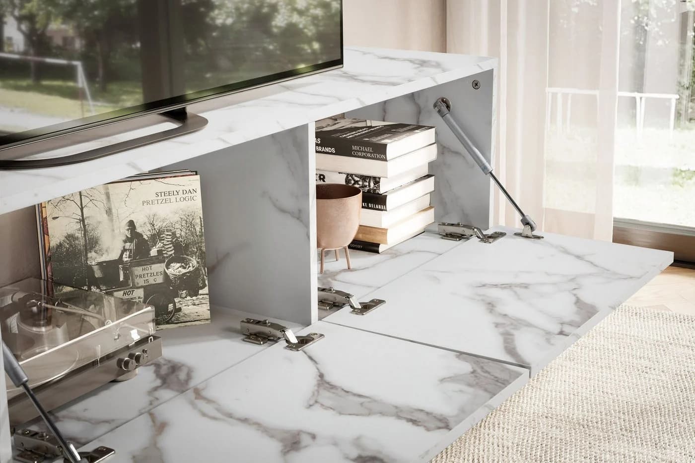 FINEBUY Hängender TV-Schrank Marmor-Optik Weiß - Bild 4