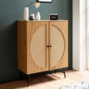 Kommode in Eiche Dekor 80 cm Sideboard mit 2 Türen aus Wiener Rattan Geflecht Design Highboard FineBuy Bild 1