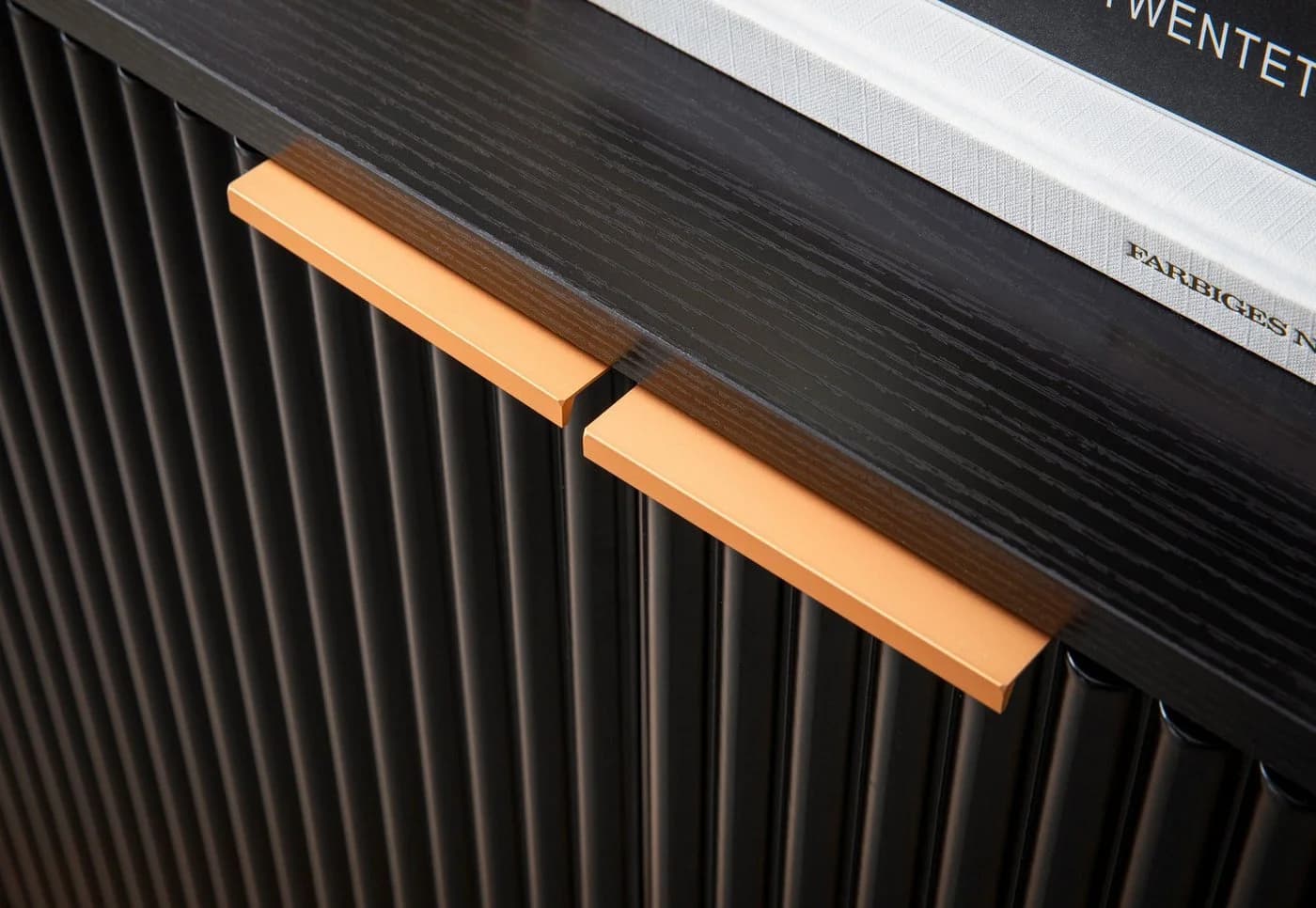 FineBuy Sideboard 150cm MDF Eiche Schwarz Dekor mit 4 Türen - Bild 5