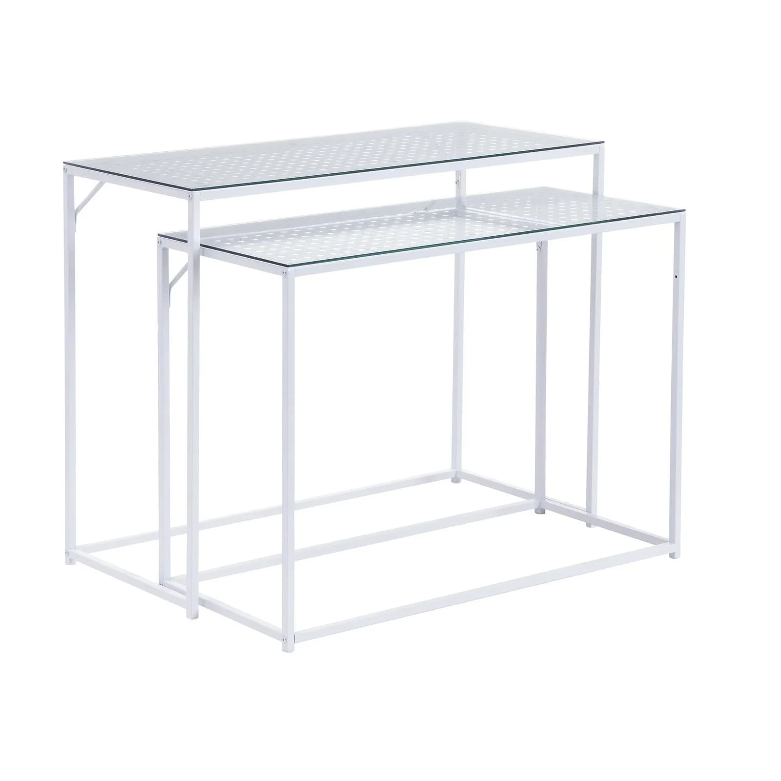SONSTIGE Konsolentisch 2er Set Weiß Metall Glas