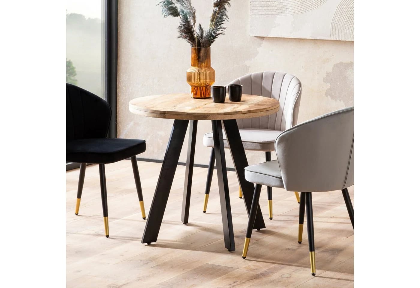 FineBuy Esstisch rund Mango Massivholz Industrial Stil - Bild 3