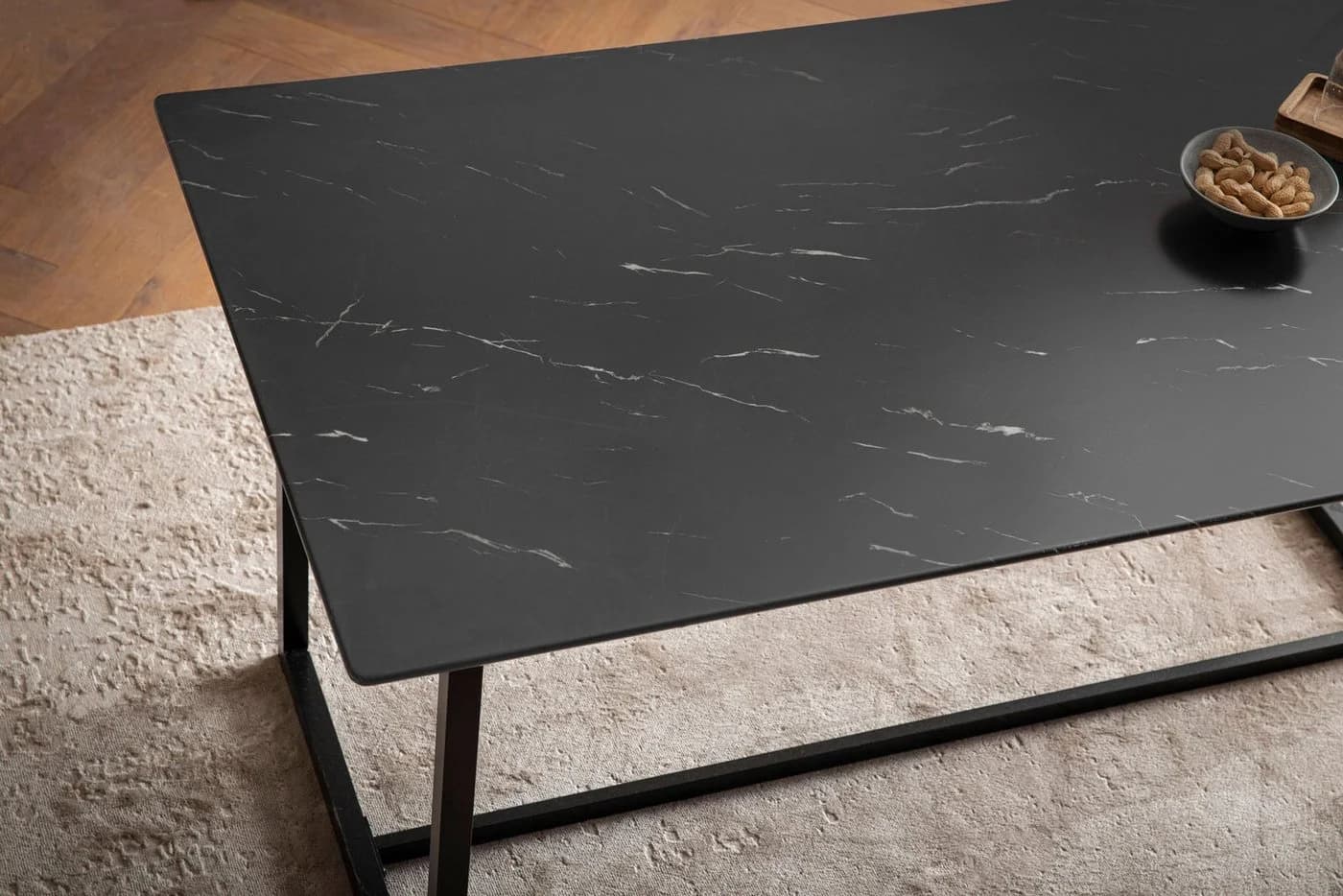 FINEBUY Esstisch 120 cm Marmor Optik Schwarz Metallbeine Modern - Bild 5