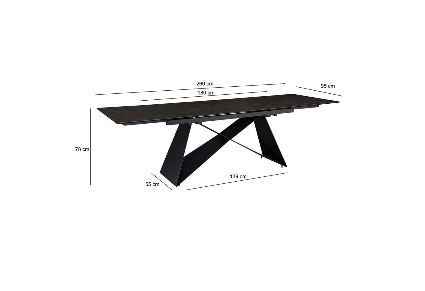FINEBUY Esstisch FB64102 Ausziehbar Keramikglas Metallgestell Schwarz - Bild 3