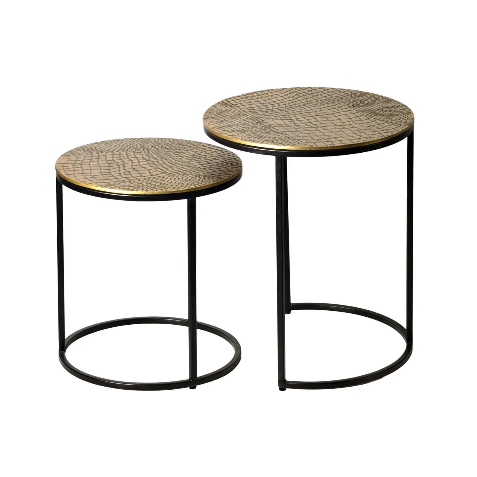 Beistelltisch Set Gold Schwarz Aluminium Eisen Modern
