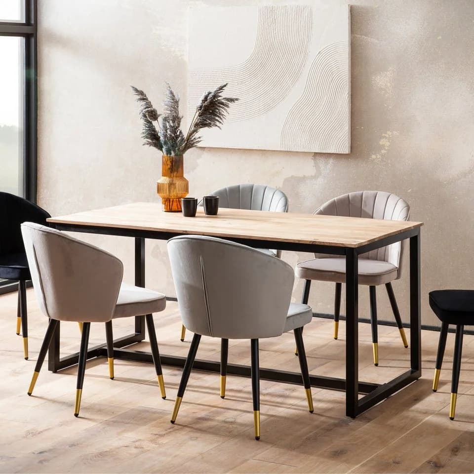 FINEBUY Esstisch Akazie Massivholz Metall Modern Loft - Bild 2
