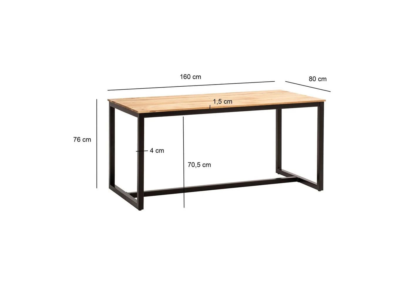 FINEBUY Esstisch Akazie Massivholz Metall Modern Loft - Bild 3