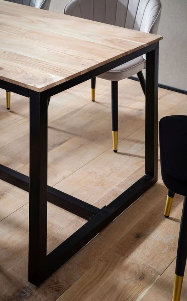 FINEBUY Esstisch Akazie Massivholz Metall Modern Loft - Bild 5