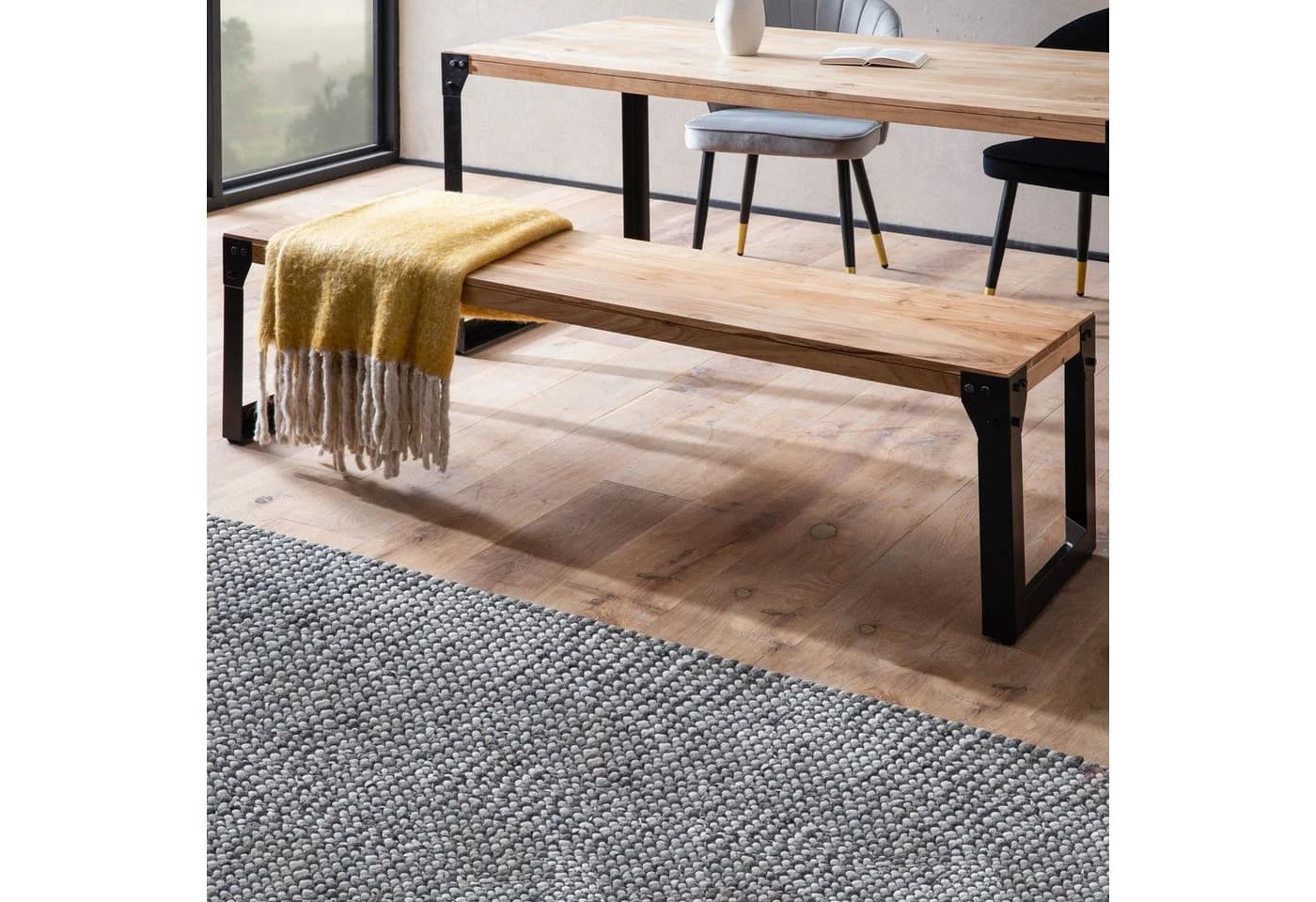 FINEBUY Essbank Akazie Massivholz Industrial Design - Bild 2