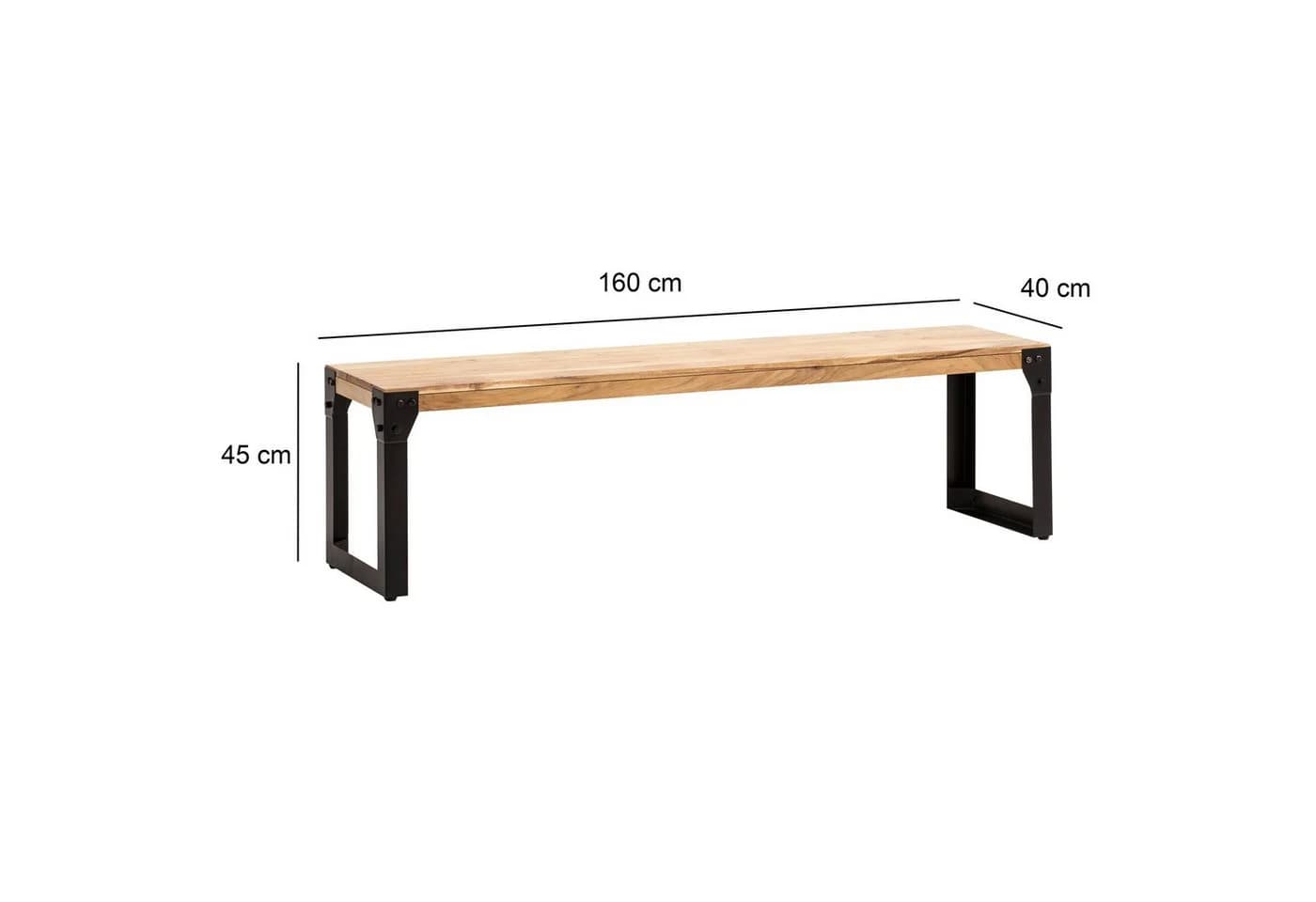 FINEBUY Essbank Akazie Massivholz Industrial Design - Bild 3