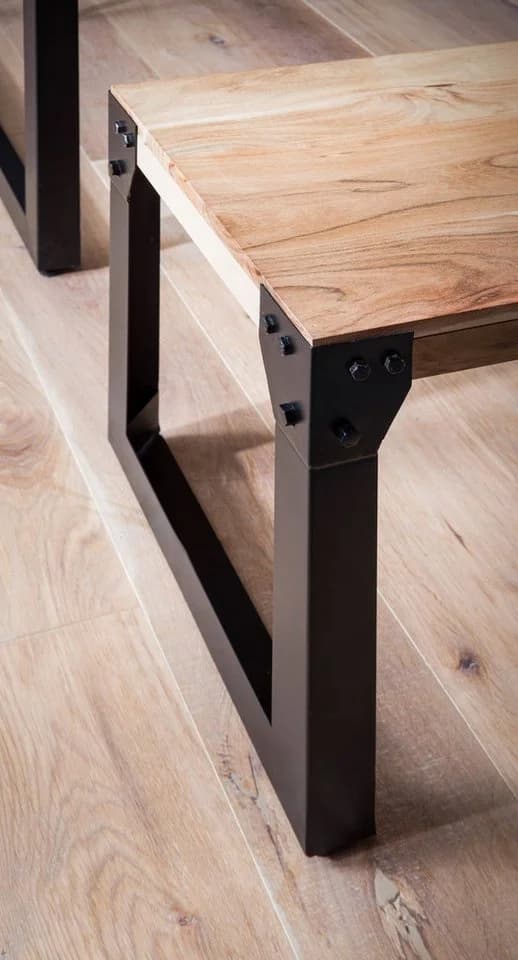 FINEBUY Essbank Akazie Massivholz Industrial Design - Bild 5