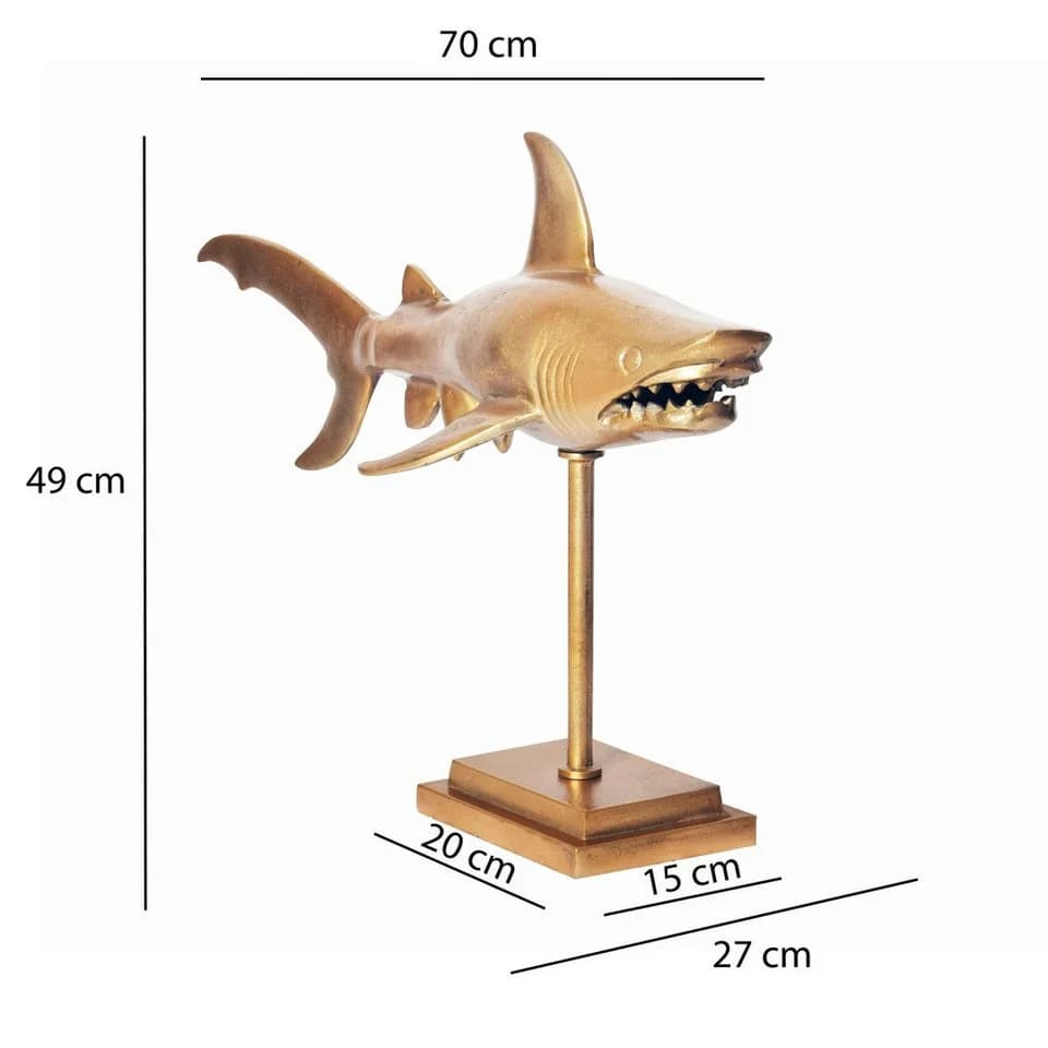 FINEBUY Hai Dekofigur 70 cm Gold Aluminium Maritim - Bild 3