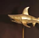 FINEBUY Hai Dekofigur 70 cm Gold Aluminium Maritim Bild 4