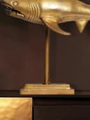 FINEBUY Hai Dekofigur 70 cm Gold Aluminium Maritim Bild 5