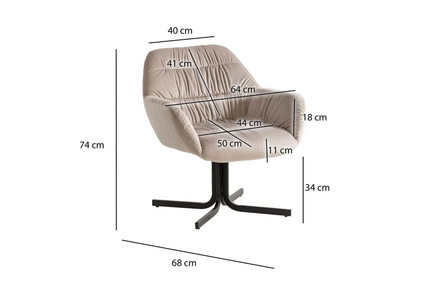 FINEBUY Cocktailsessel FB59866 Samt Beige Metall - Bild 3