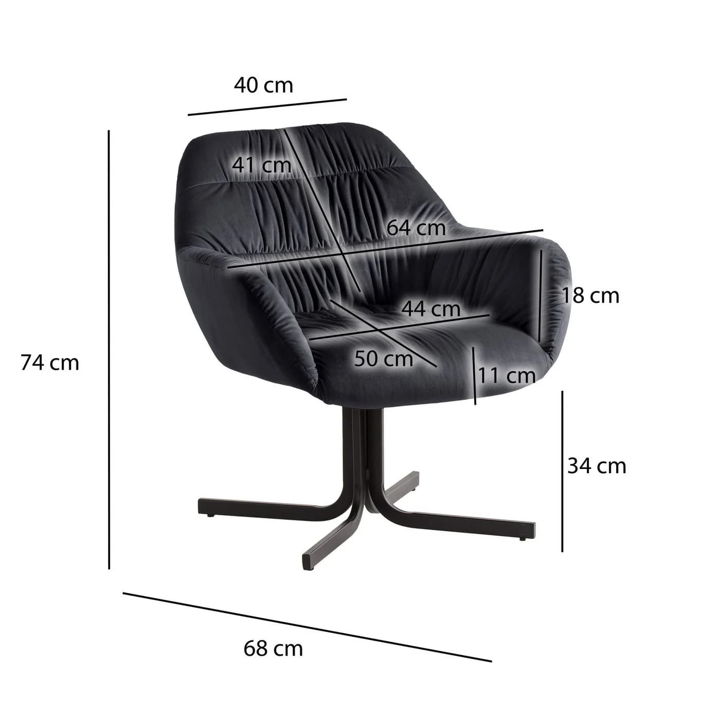 FINEBUY Cocktailsessel FB59869 Clubsessel Samt Metall