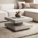 FINEBUY Wohnzimmertisch FB59751 Quadratisch 60 cm MDF Steinoptik Beige Modern Bild 2
