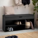 FINEBUY Schuhbank FB107189 Garderobenbank 104 cm Kunstleder Schwarz Bild 2