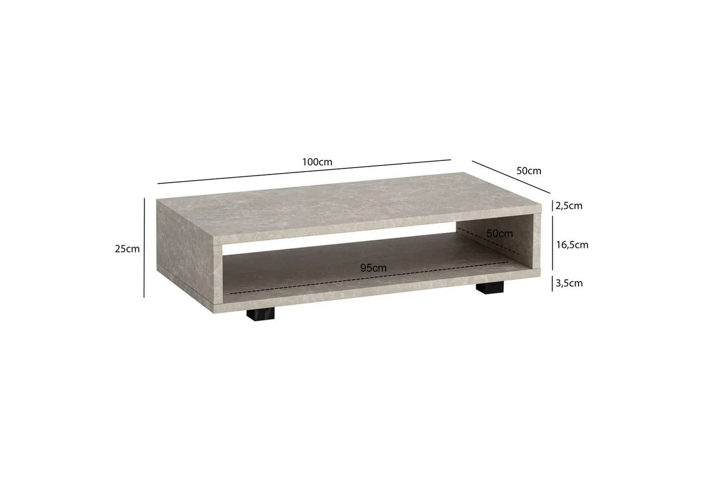 FINEBUY Couchtisch FB59782 100 cm Wohnzimmertisch Sofatisch Stauraum - Bild 3