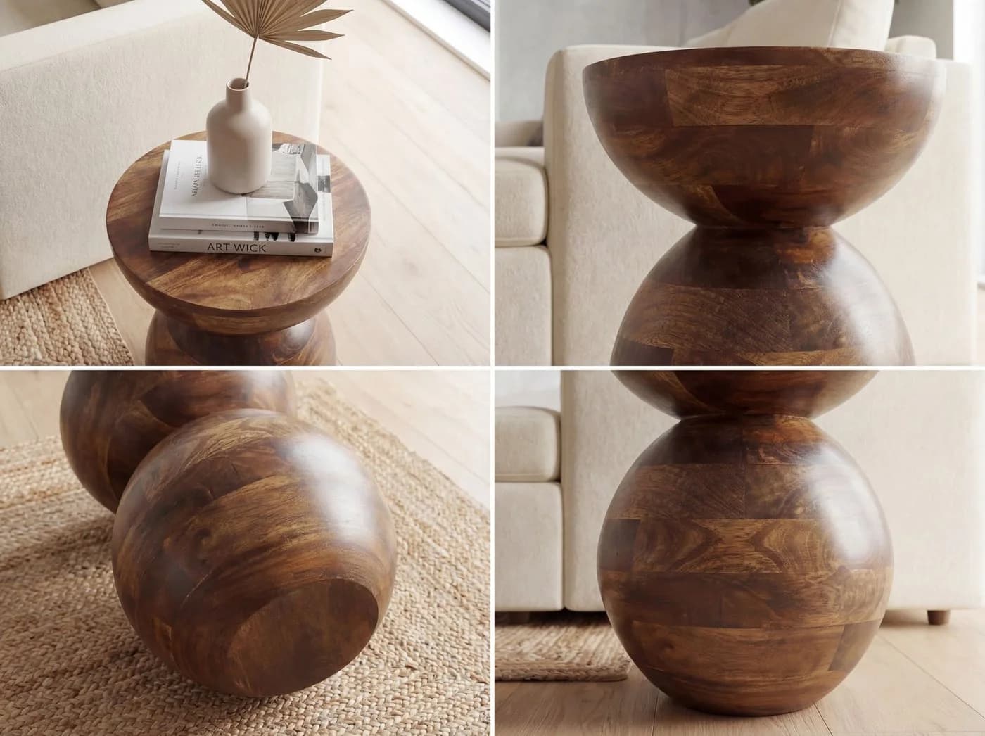 Wohnling Beistelltisch Mango Massivholz Rund Modern - Bild 5