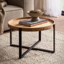 FineBuy Runder Couchtisch Akazie Massivholz 60cm Bild 1