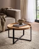 FineBuy Runder Couchtisch Akazie Massivholz 60cm Bild 2
