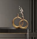 FINEBUY Tischvase 2er Set Aluminium Donut Modern Gold Bild 1