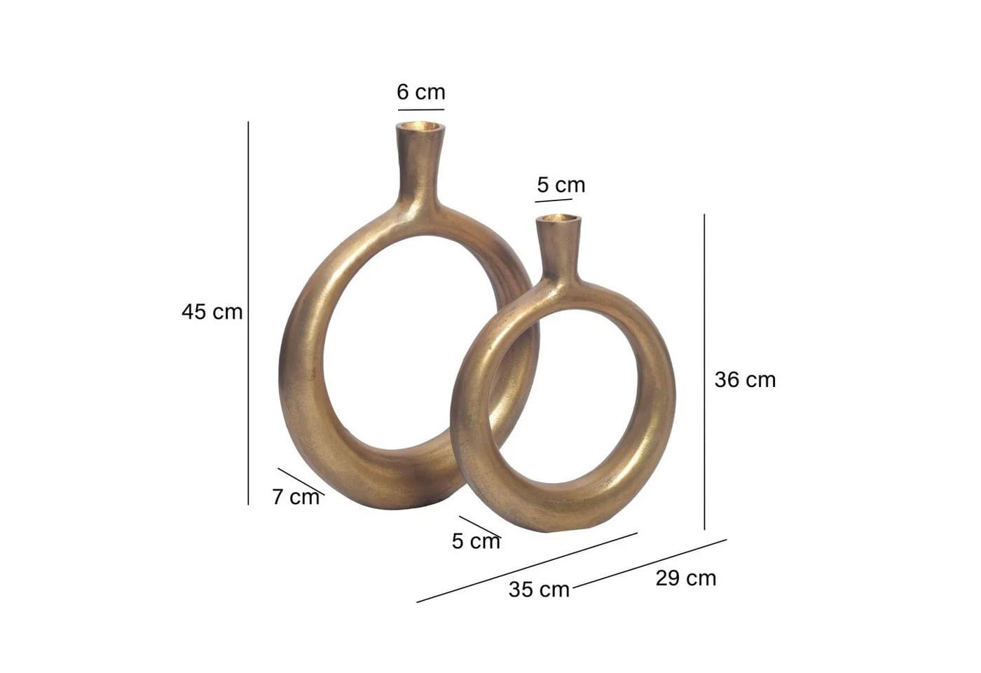 FINEBUY Tischvase 2er Set Aluminium Donut Modern Gold - Bild 3